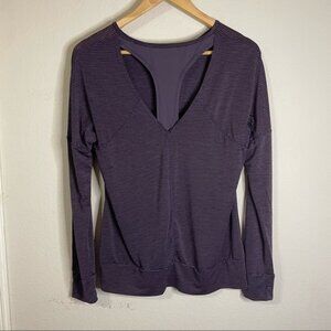 Lija Long Sleeve Golf Shirt Racerback Open Detail Muted Stripe Size XL